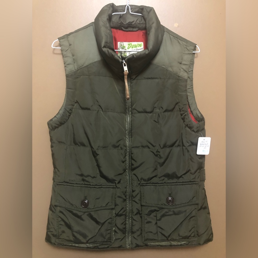 Eddie Bauer Goose Down Two Tone Olive Winter Vest